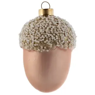 Snow Beaded Glass Blush Ornament