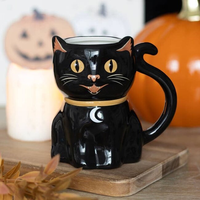 Spooky Black Cat Shaped Halloween Mug