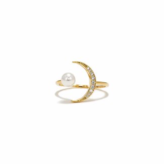 Lover’s Tempo Neptune Pearl Moon Ring - Adjustable