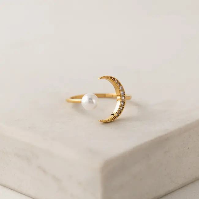 Lover’s Tempo Neptune Pearl Moon Ring - Adjustable