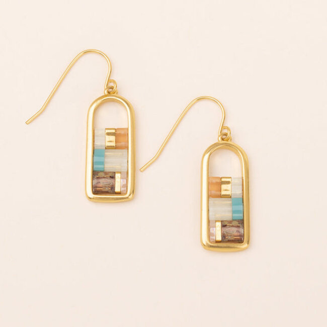 Scout Good Karma Miyuki Frame Earring - Mint/Peach/Gold