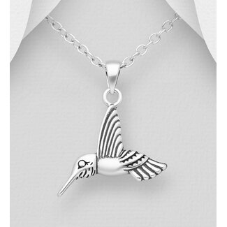 Sterling Sterling Oxidized Hummingbird Necklace
