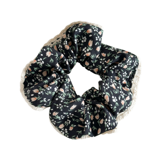 E&S Accessories Flower Scrunchie With Lace (more colours)