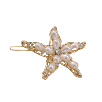 E&S Accessories Pearl and Rhinestone Starfish Barrette