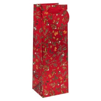 Bag Bottle Merry Christmas Foliage Red