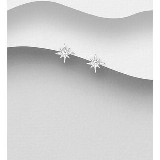 Sterling Sterling & Cubic Zirconia Starburst Studs