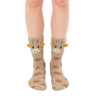 Fuzzy Giraffe Crew Socks
