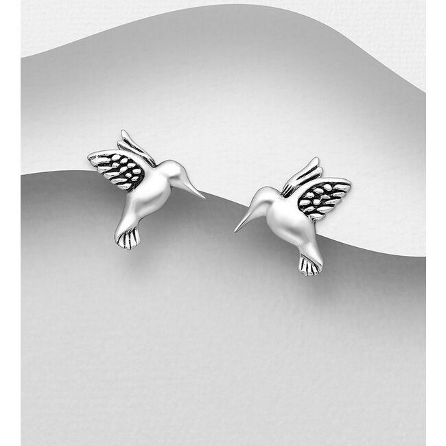 Sterling Sterling Hummingbird Oxidized Studs
