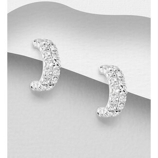 Sterling Sterling & Crystal Double Row Studs