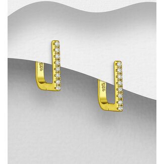 Sterling Sterling Omega Hoops & CZ - Gold Plated