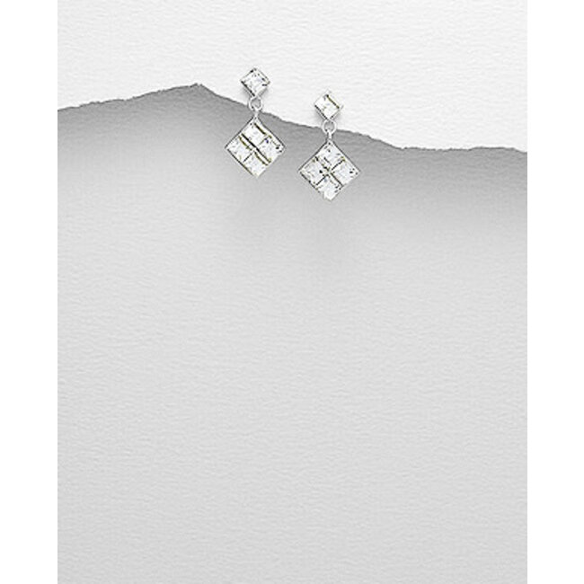 Sterling Sterling Pave Triangle Drops with Austrian Crystal