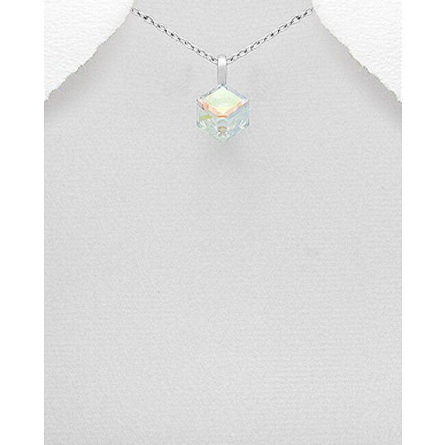 Sterling Necklace with Square Austrian Crystal