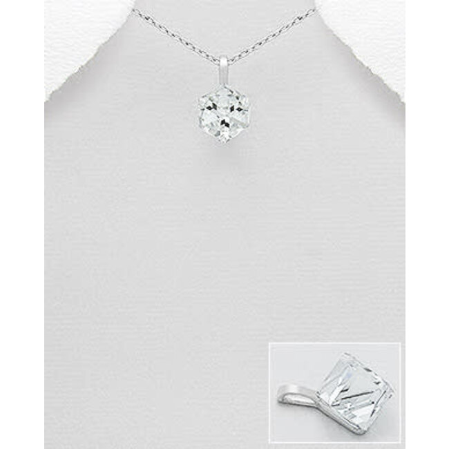 Sterling Necklace with Square Austrian Crystal