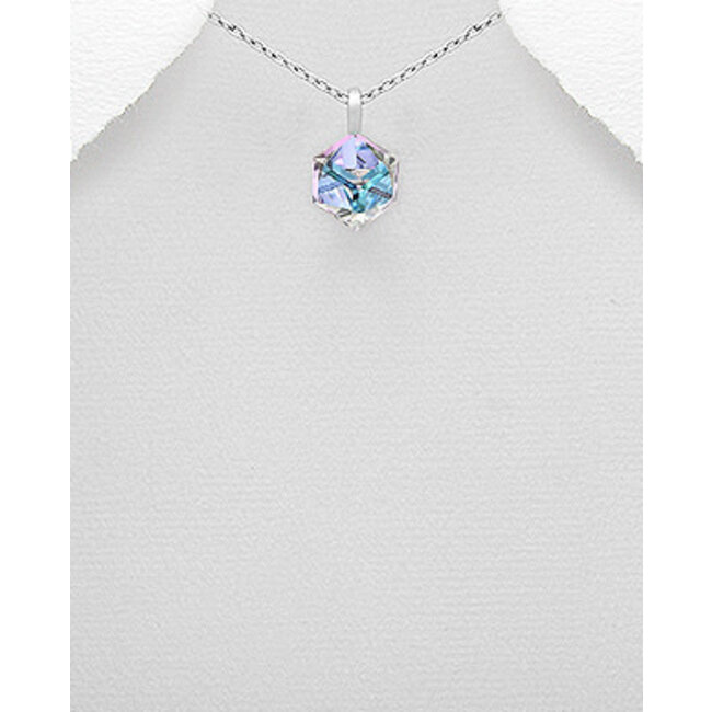 Sterling Necklace with Square Austrian Crystal