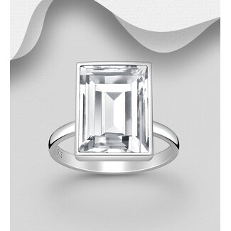 Sterling Sterling Silver Ring with Bezel Set Austrian Crystal