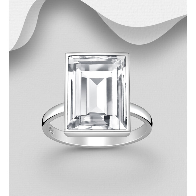 Sterling Sterling Silver Ring with Bezel Set Austrian Crystal