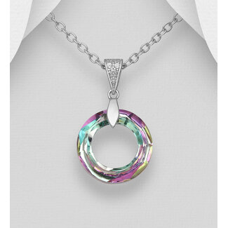 Sterling Necklace - Austrian Crystal Circle (more colours)