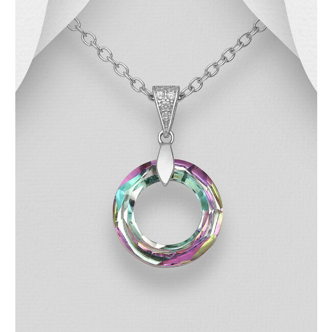 Sterling Necklace - Austrian Crystal Circle (more colours)