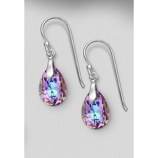 Sterling Austrian Crystal Tear Drop Earrings - Vitrail Light (Effects)
