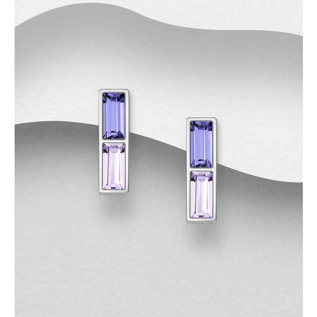 Sterling Sterling Austrian Crystal Bar Earrings (more colours)