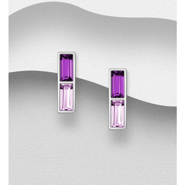 Sterling Sterling Austrian Crystal Bar Earrings (more colours)