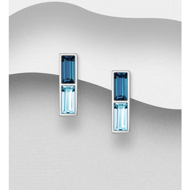Sterling Sterling Austrian Crystal Bar Earrings (more colours)