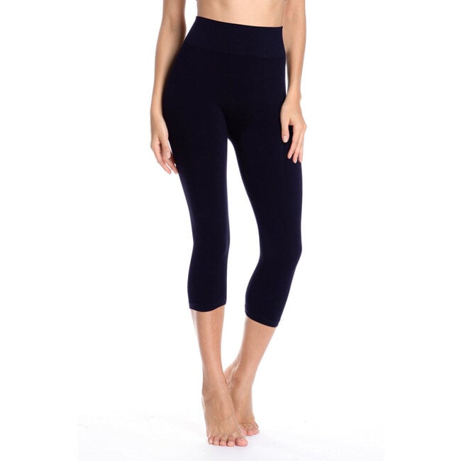 Bamboo High Band CAPRI Leggings - Plus Size - Navy