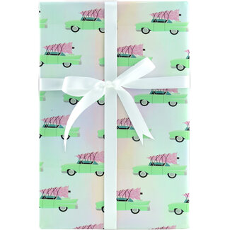 10 FT Roll Wrap - Retro Festive-Car and Tree
