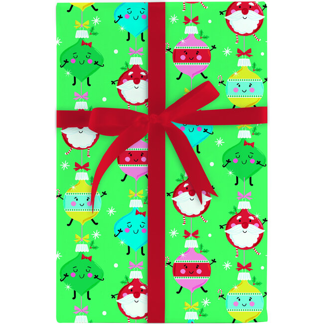 10 FT Roll Wrap - Happy Ornaments