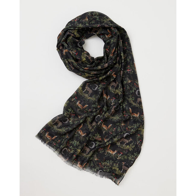 Fable England A Night's Tale Woodland Lightweight Scarf Midnight