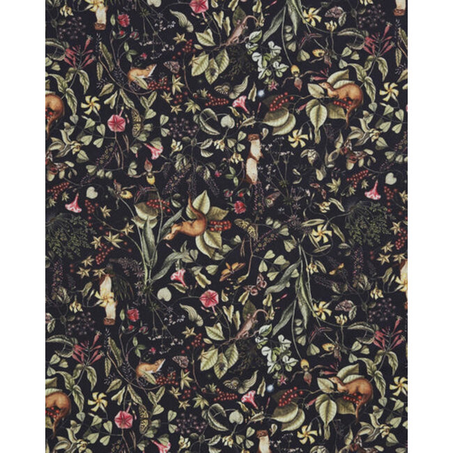 Fable England Wolf Garden Navy Scarf with Tassels