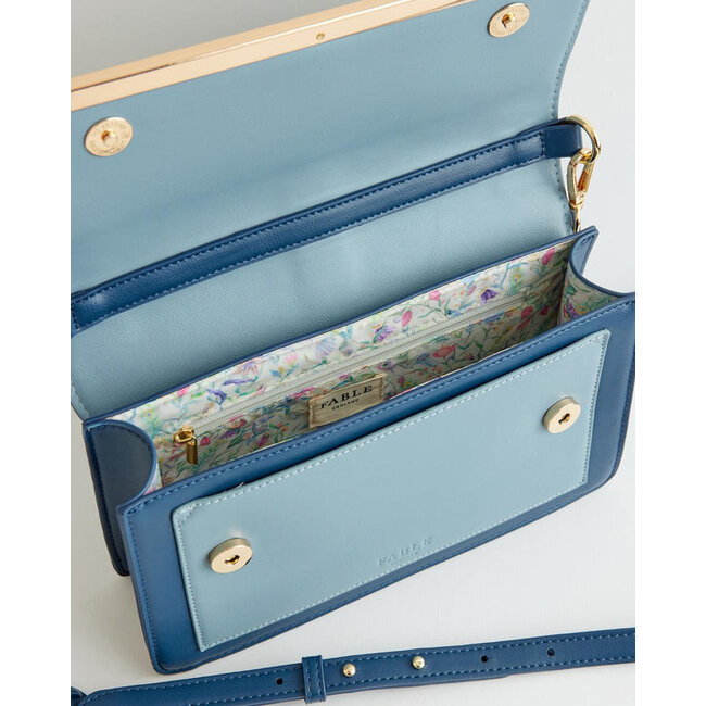 Fable England Embroidered Kingfisher Blue Cross Body Purse