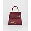 Fable England Fox & Mushroom Embroidered Burgundy Satin Tote
