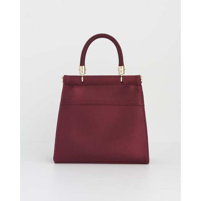 Fable England Fox & Mushroom Embroidered Burgundy Satin Tote