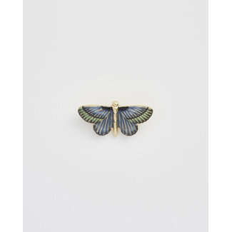 Fable England Deco Butterfly Blue Brooch