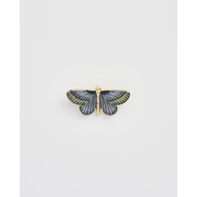 Fable England Deco Butterfly Blue Brooch