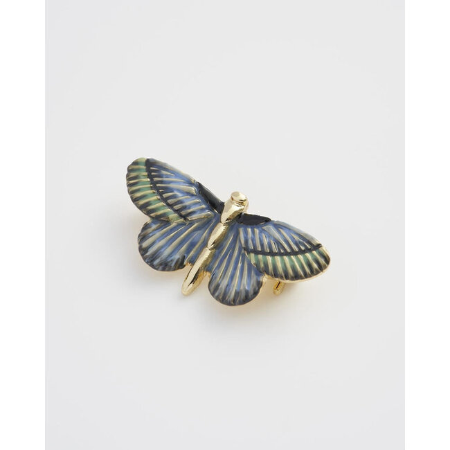 Fable England Deco Butterfly Blue Brooch
