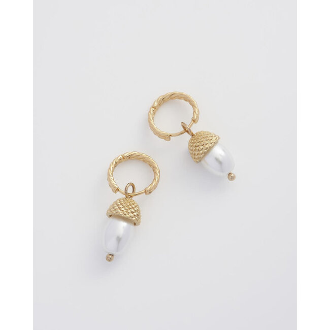 Fable England Acorn Pearl Hoops