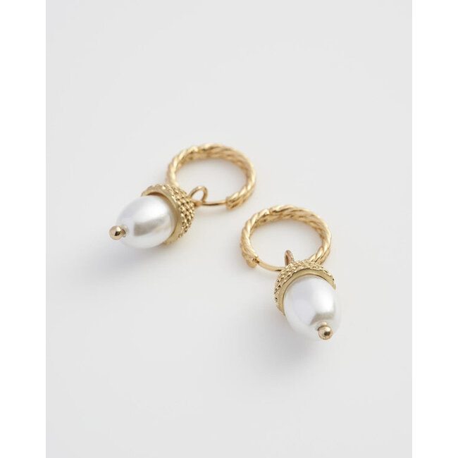 Fable England Acorn Pearl Hoops