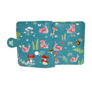 shagwear Small Wallet - Teal Blue Snail Forest