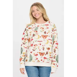 Mushroom Garden Print Sweatshirt