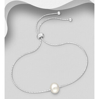 Sterling Sterling Adjustable Freshwater Pearl Bracelet - 6-10"