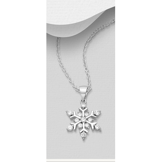 Sterling Sterling Snowflake Necklace - Cubic Zirconia