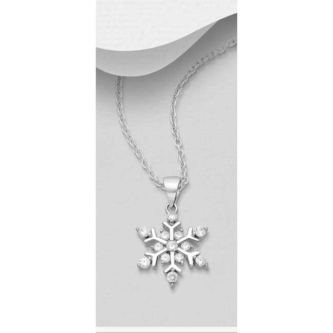 Sterling Sterling Snowflake Necklace - Cubic Zirconia