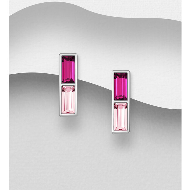 Sterling Sterling Austrian Crystal Bar Earrings (more colours)