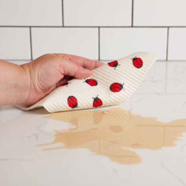 Fly Away Ladybug Swedish  Sponge Cloth