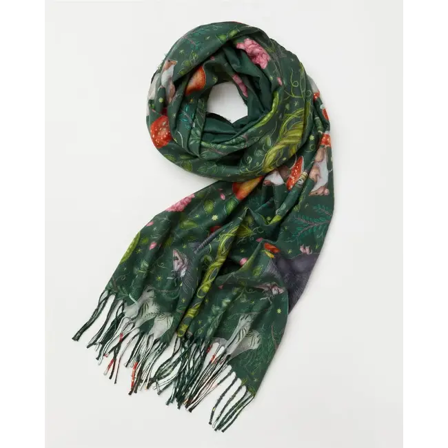Fable England Catherine Rowe's Into The Woods Scarf in Green