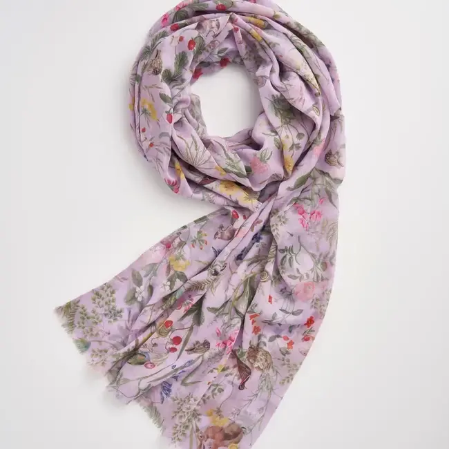 Fable England Meadow Creatures Lilac Lightweight Scarf