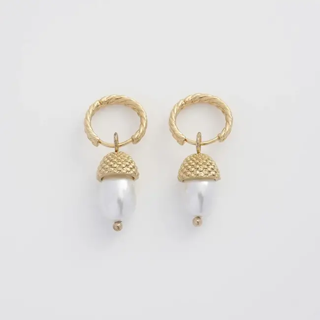 Fable England Acorn Pearl Hoops