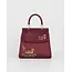 Fable England Fox & Mushroom Embroidered Burgundy Satin Tote
